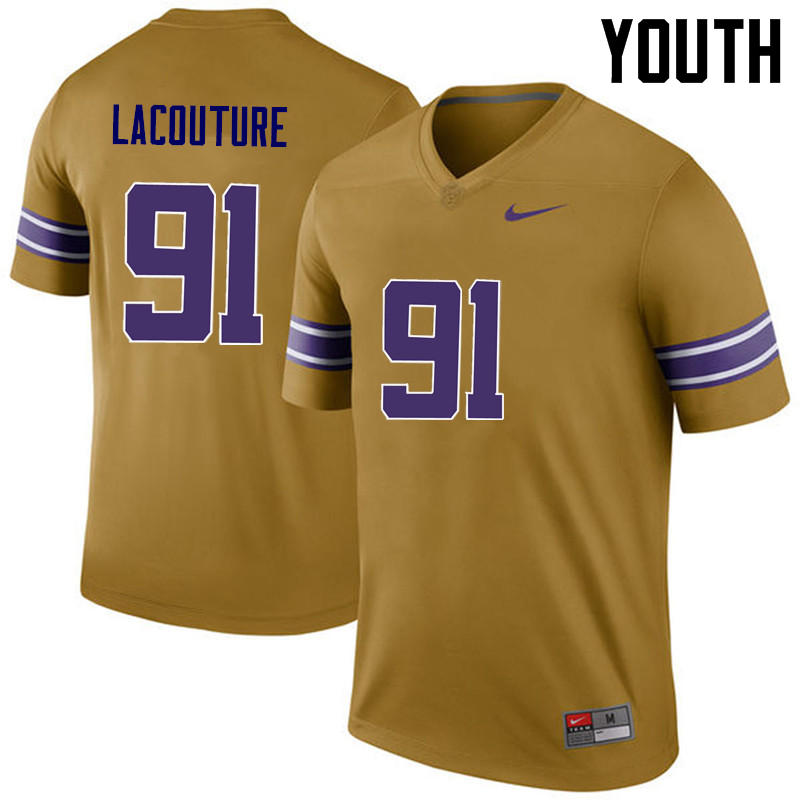 Youth LSU Tigers #91 Christian LaCouture College Football Jerseys Game-Legend